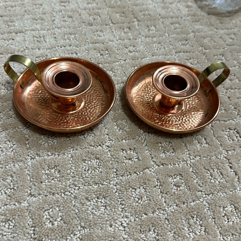 Vintage copper candlestick holders